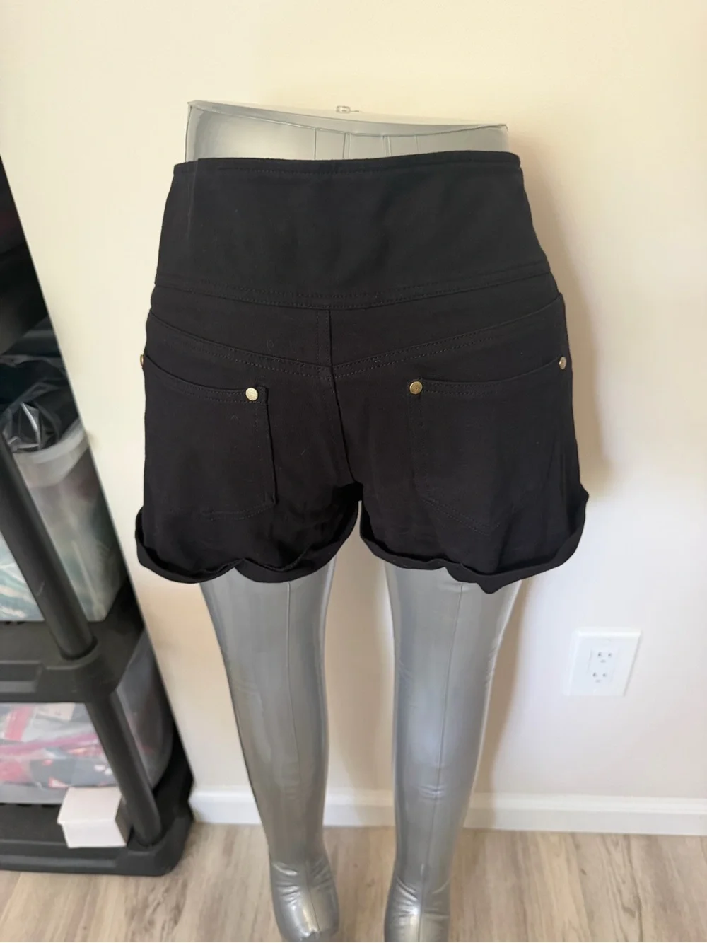 Ci Sono Black High-Waist Sailor Button Shorts